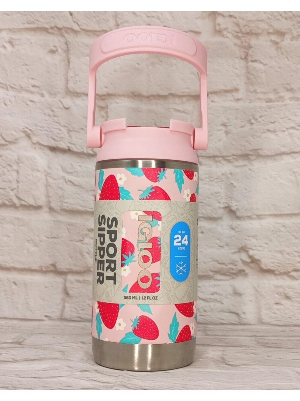 IGLOO 12 Oz Sport Sipper Water Bottle Stainless Insulated Tumbler Strawberries